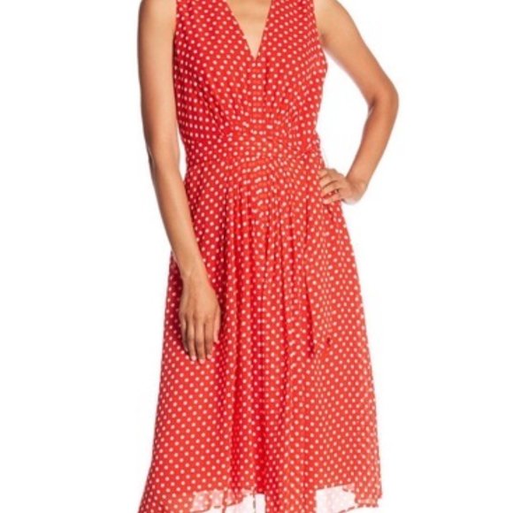 Anne Klein Red White Polka Dot Dress (Size 2) - Picture 6 of 11
